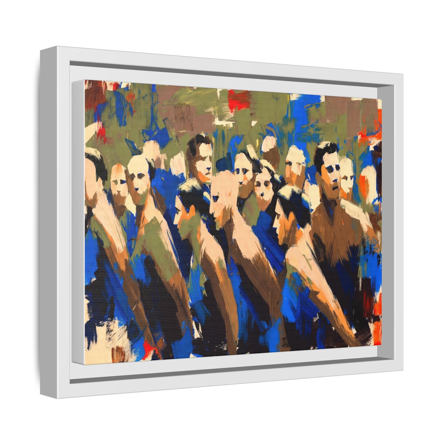 Abstract Crowd Matte Canvas Print — Framed Multi-Color Wall Art