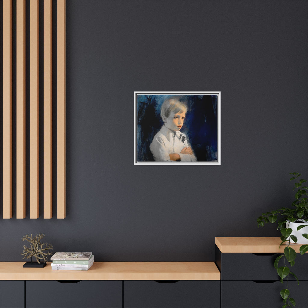Painting of boy by Unknown Artist Framed Matte Canvas Wall Art Print