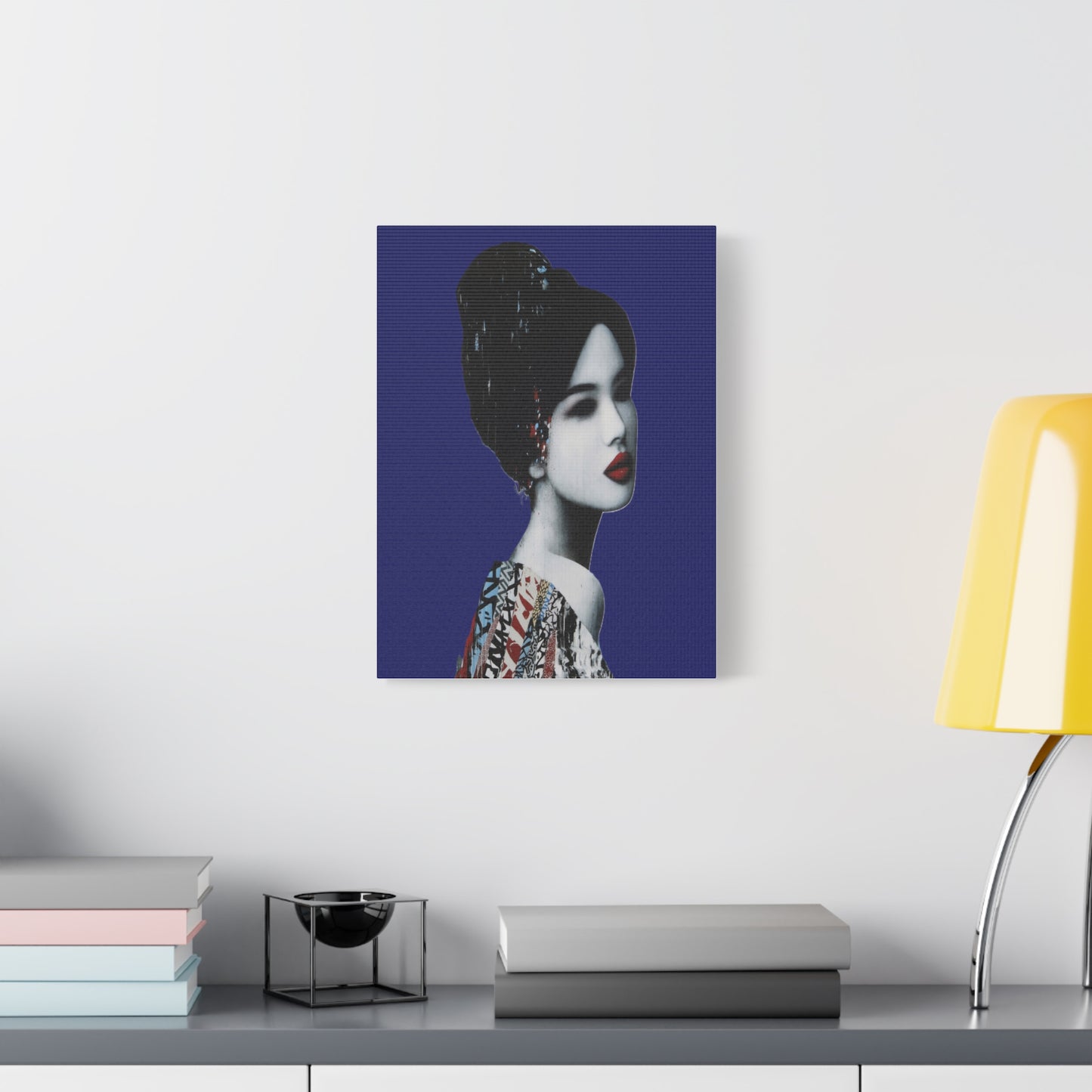 Geisha Portrait Matte Canvas Print — Modern Asian-Inspired Wall Art