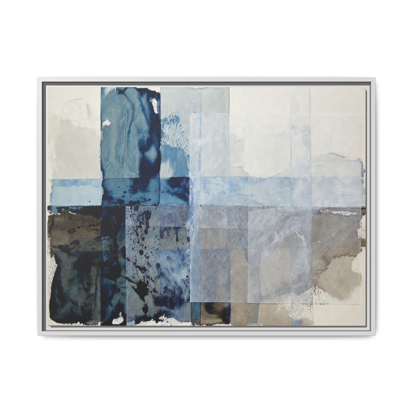 Abstract Coastal Blue Framed Canvas Art