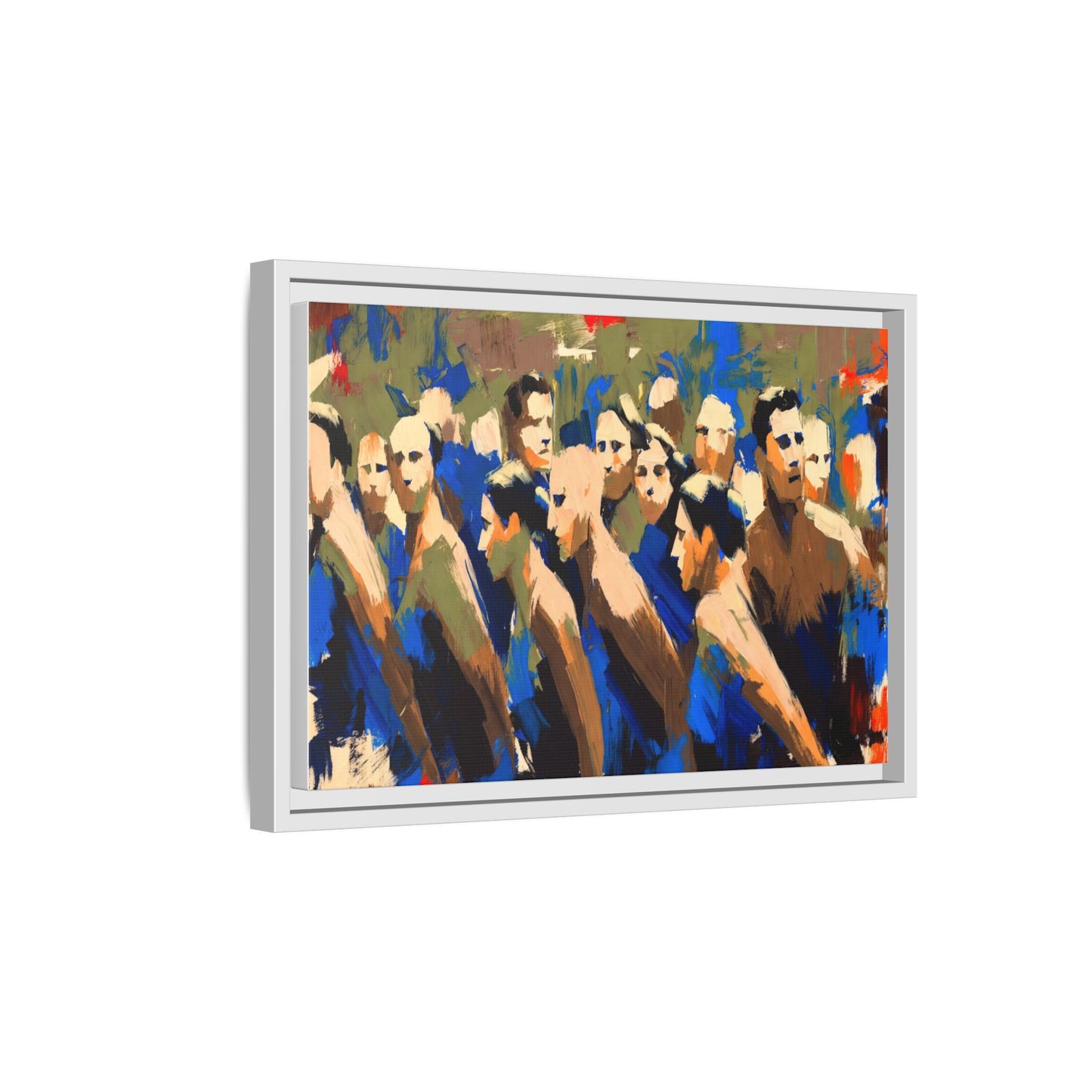 Abstract Crowd Matte Canvas Print — Framed Multi-Color Wall Art