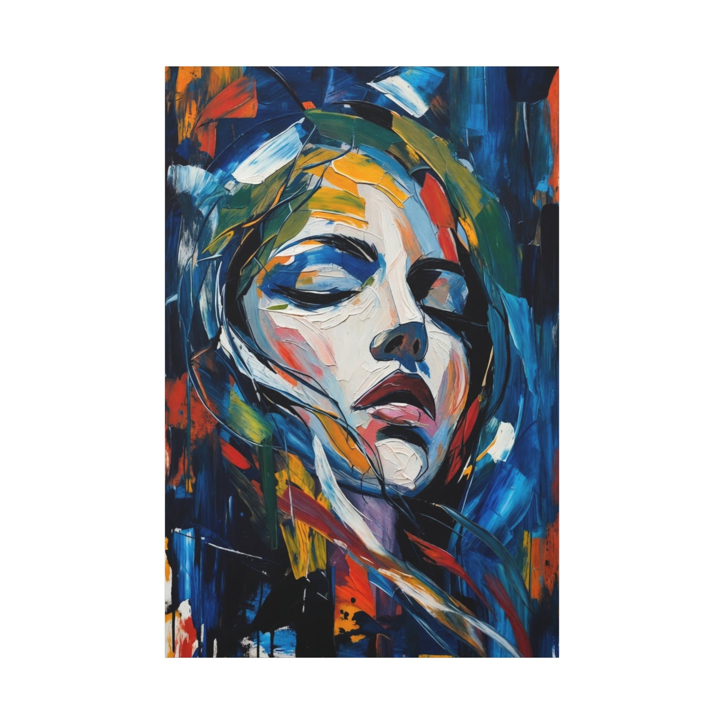 Abstract Colorful Woman Portrait Canvas