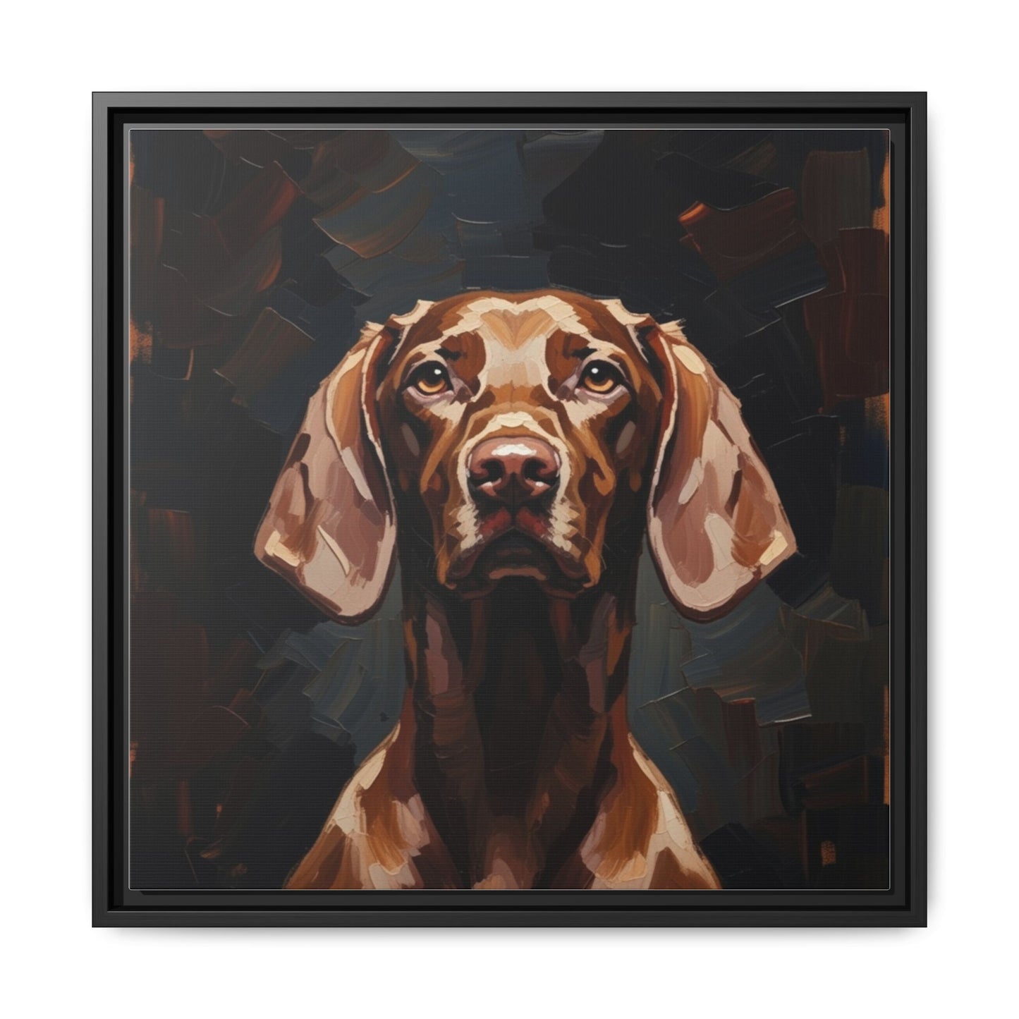 Framed Matte Canvas Dog Portrait – Brown Vizsla Wall Art