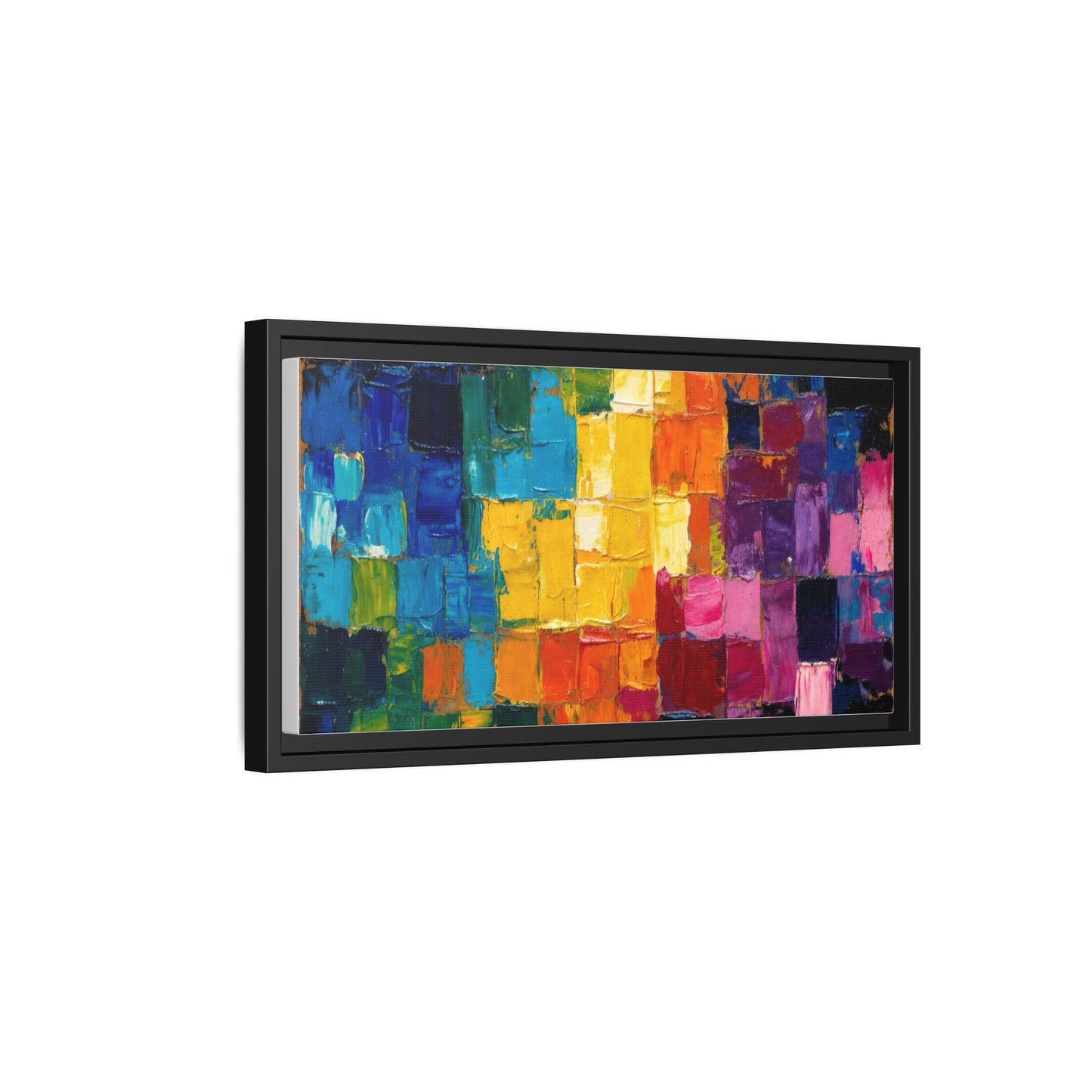 Abstract Rainbow Mosaic Framed Canvas Print — Colorful Modern Wall Art