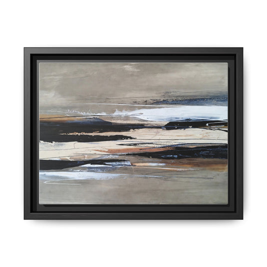 Abstract Seascape Matte Canvas Framed Wall Art — Neutral Coastal Landscape