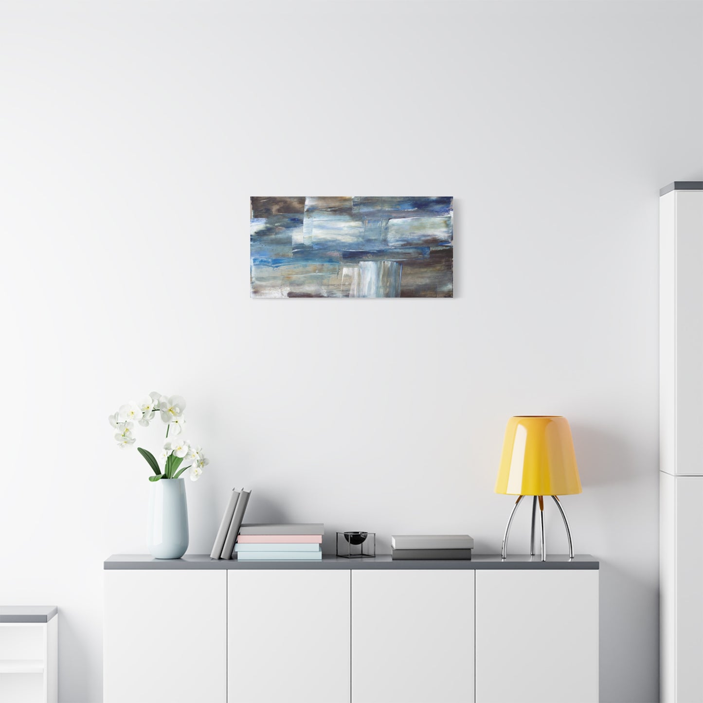 Abstract Blue Waterfall Matte Canvas Wall Art, Stretched 1.25"