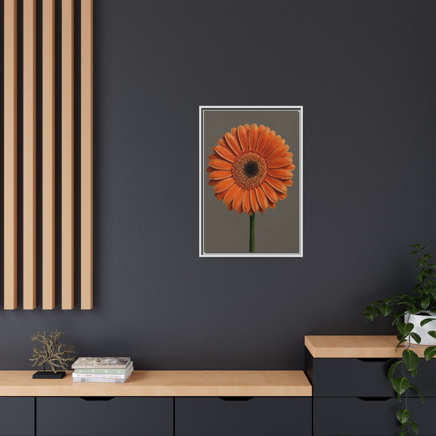 Orange Gerbera Daisy Matte Canvas Print (Framed)