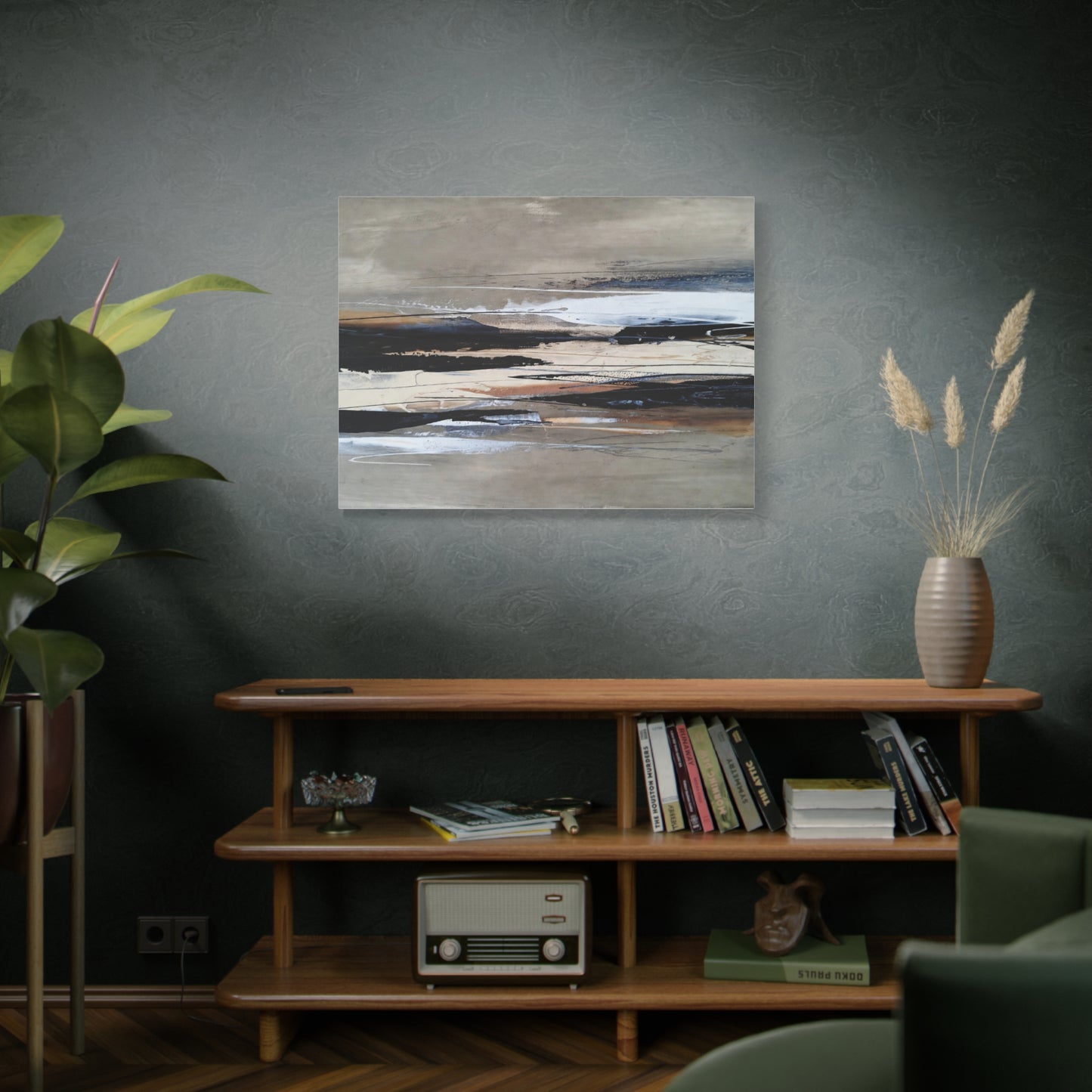 Abstract Coastal Landscape Canvas — Neutral Tones Matte Stretched Wall Art