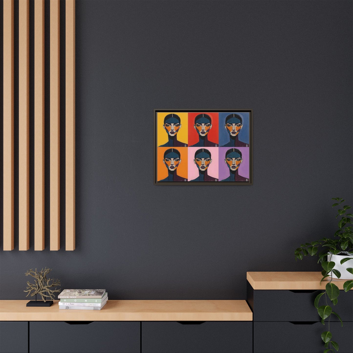Pop Art Portrait Matte Canvas — Framed Multi-Color Wall Art