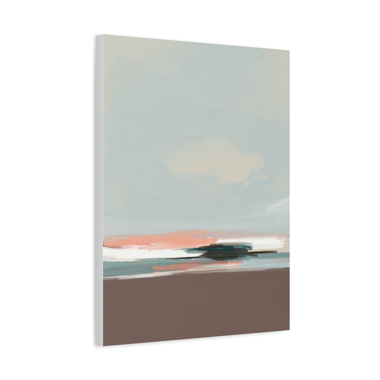 Coastal Abstract Canvas Art – Soft Pastel Seascape Matte Stretched Canvas