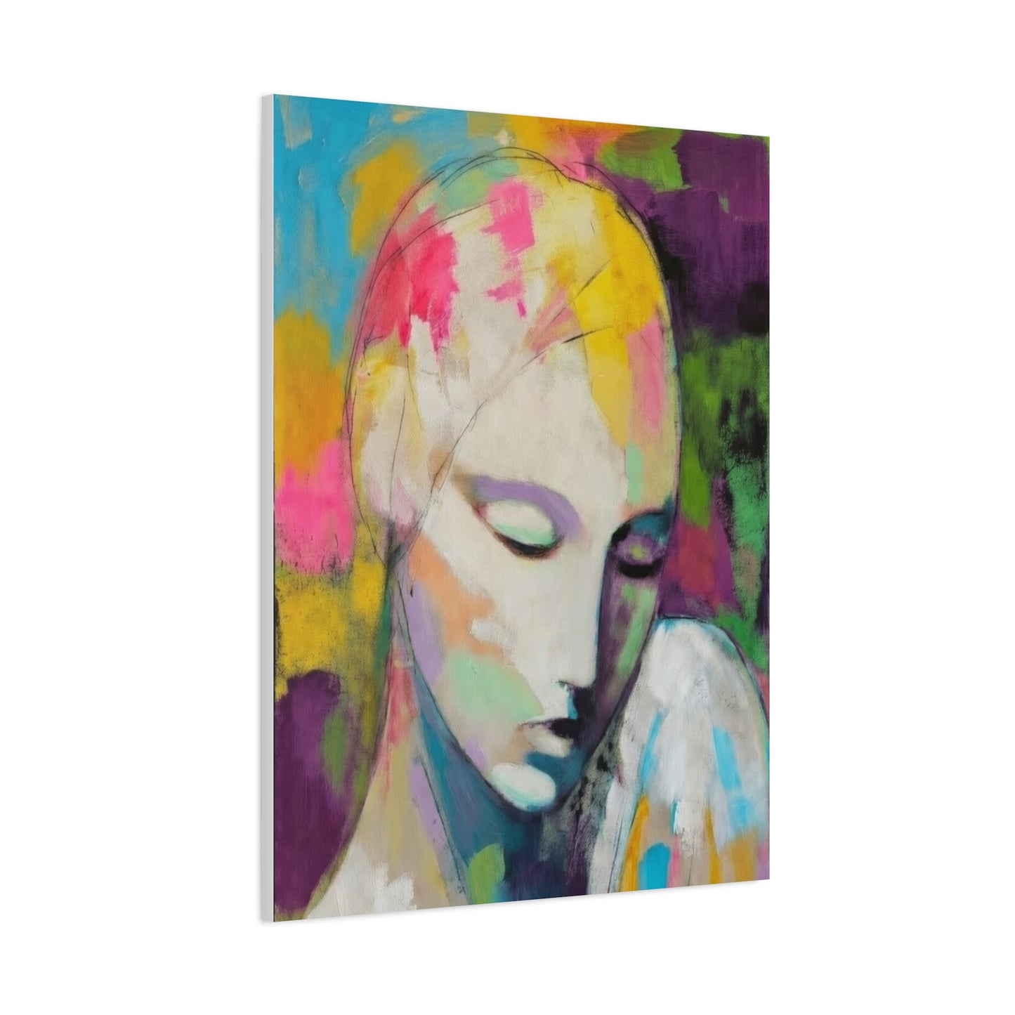 Abstract Angel Portrait Canvas - Colorful Modern Wall Art