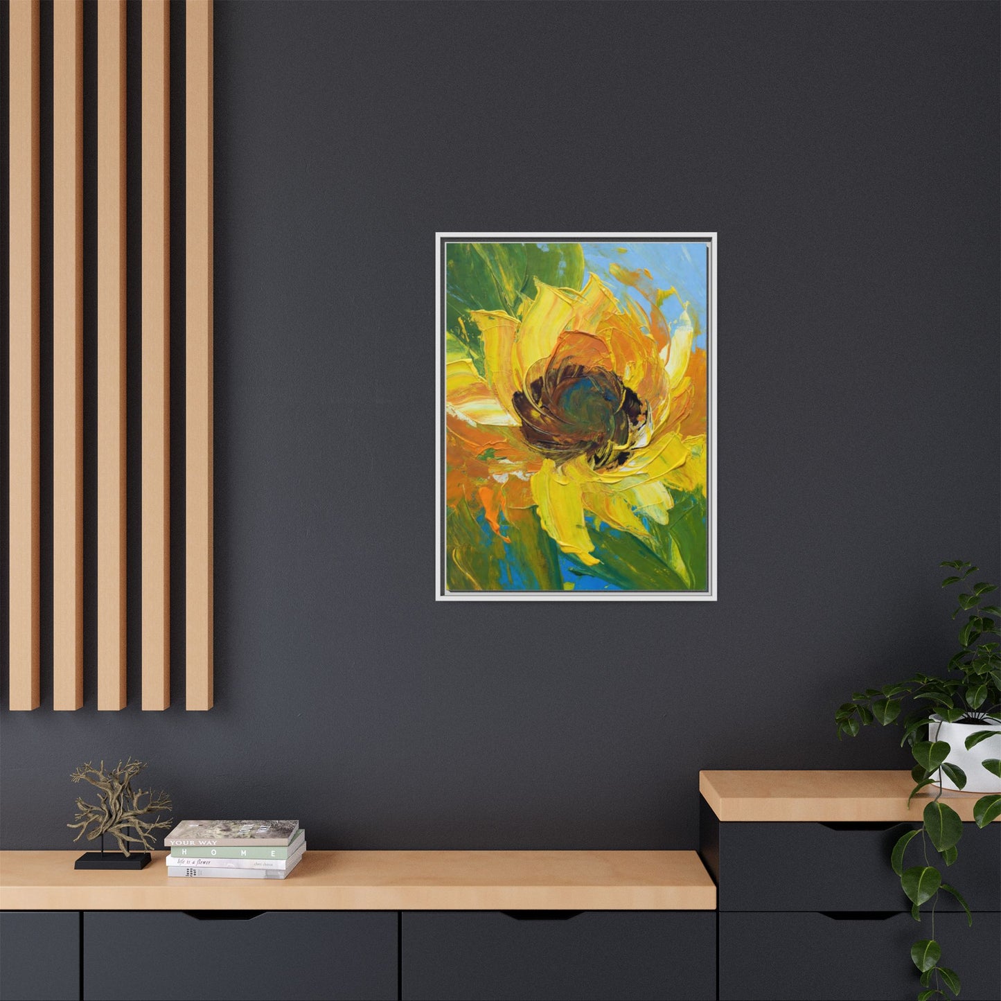 Framed Sunflower Abstract Matte Canvas Print