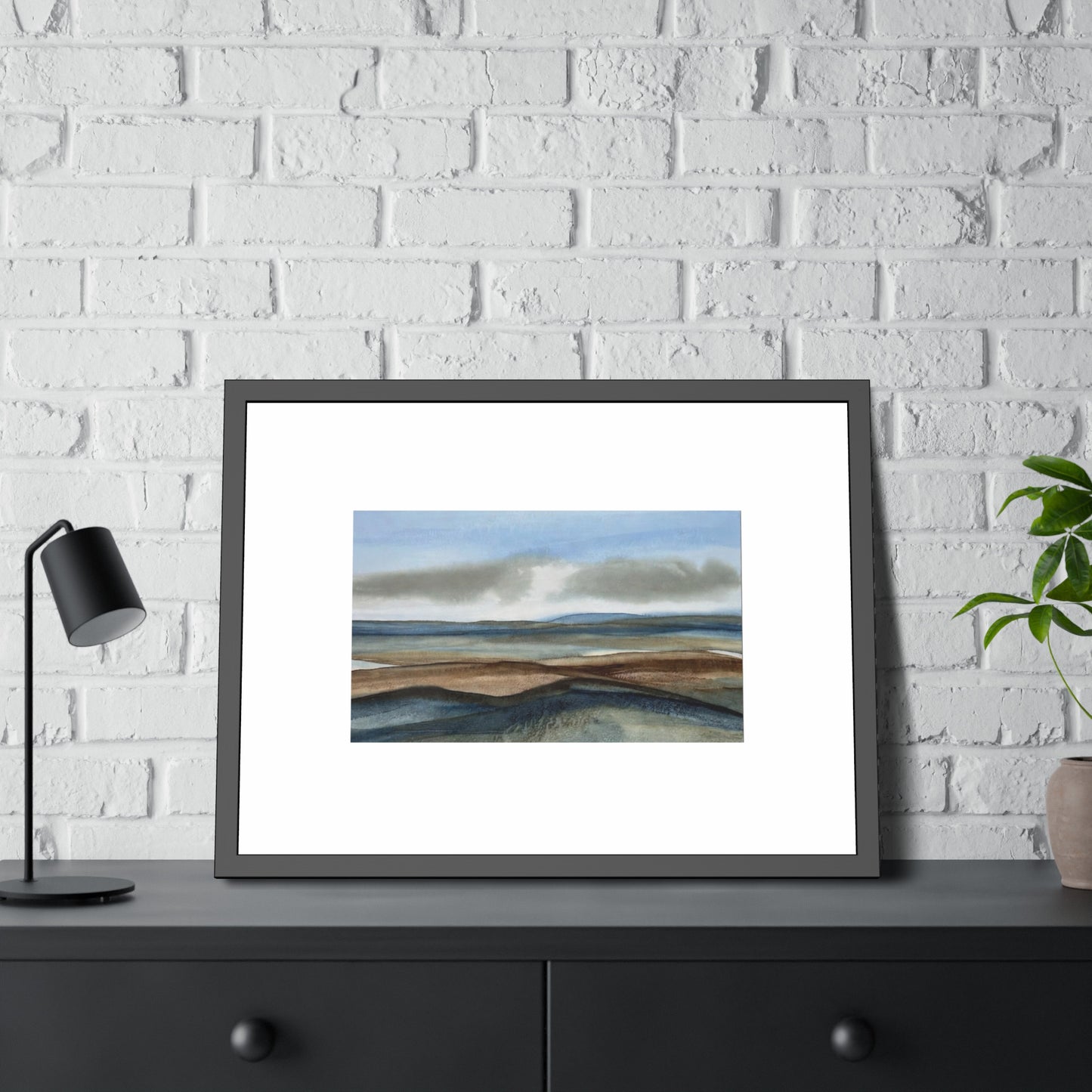 Framed Coastal Landscape Poster — Serene Seascape Wall Art Print
