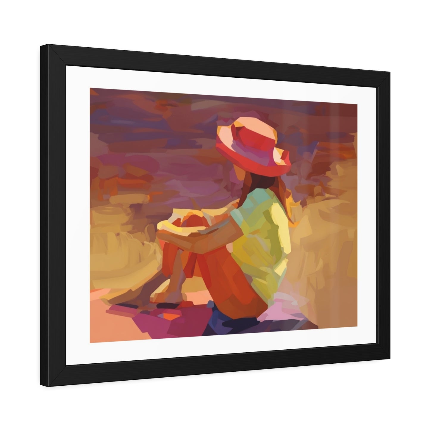 Framed Poster — Vibrant Coastal Girl Illustration, Summer Beach Wall Art