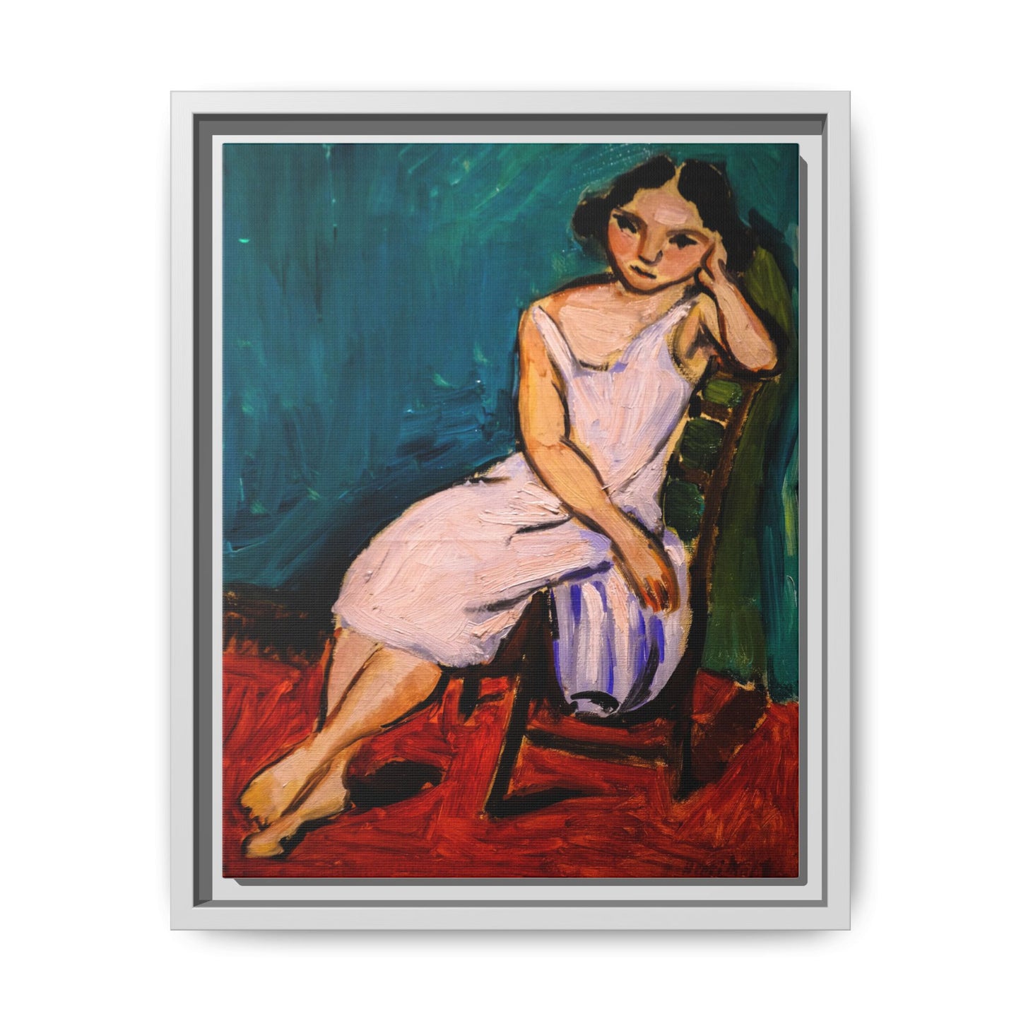 Jeune Fille assise by Henri Matisse Framed Matte Canvas Wall Art