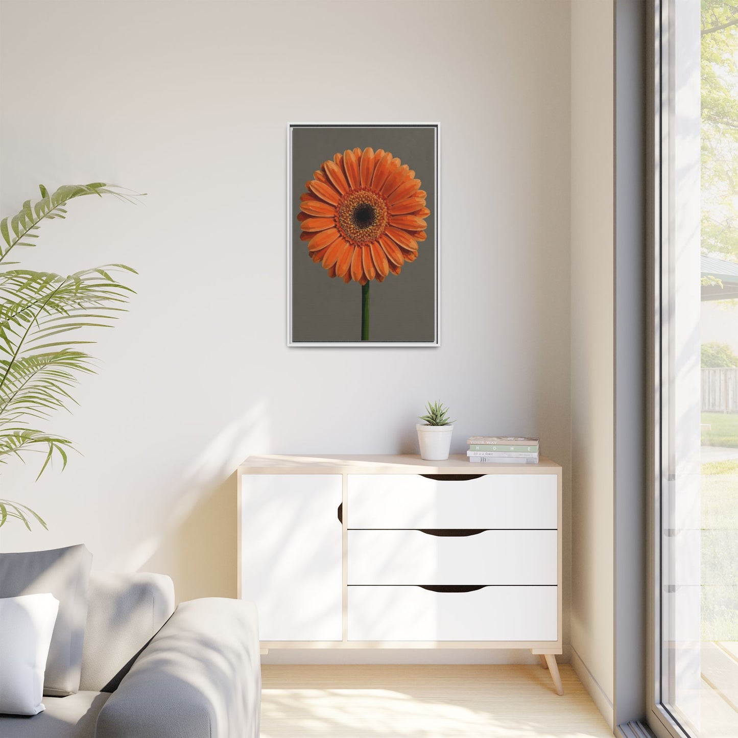 Orange Gerbera Daisy Matte Canvas Print (Framed)