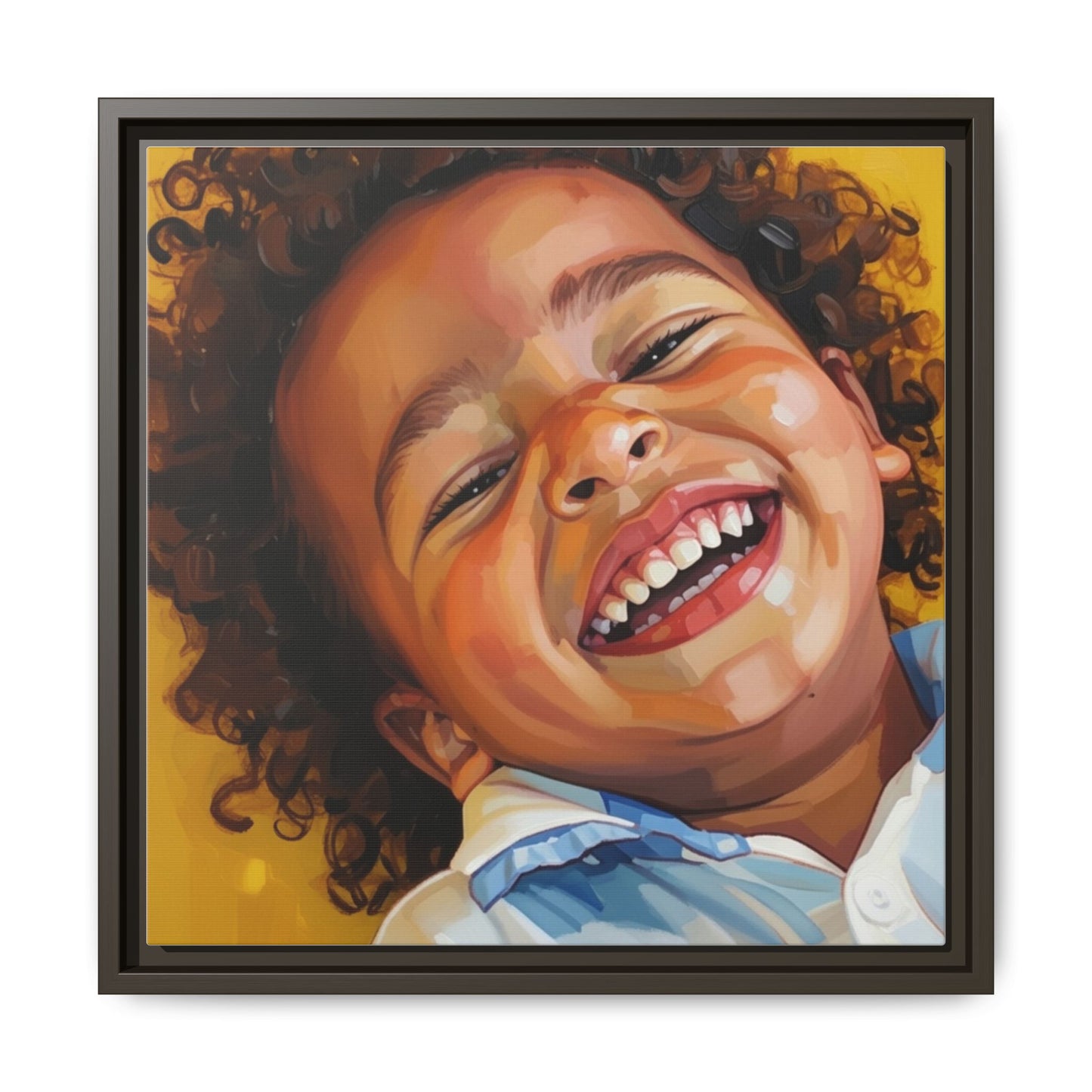 Framed Matte Canvas Print – Joyful Child Portrait, Colorful Nursery Wall Art