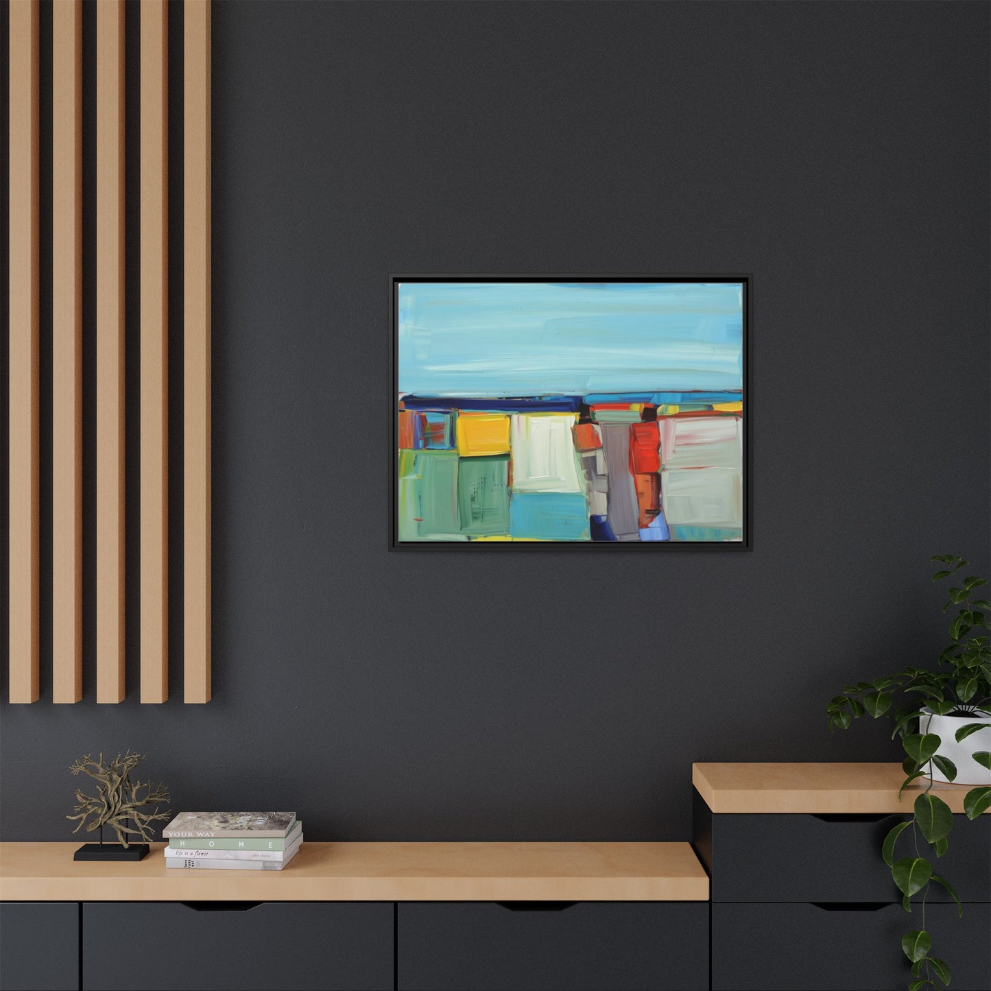 Abstract Coastal Blocks Matte Canvas Print (Framed)