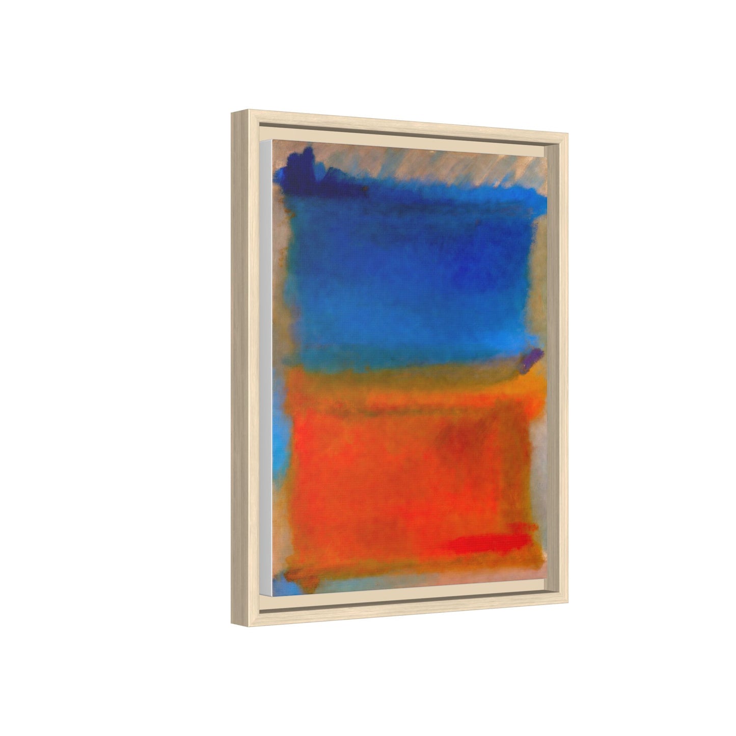 Abstract Color Block Matte Canvas Framed Wall Art — Blue & Orange Modern Painting
