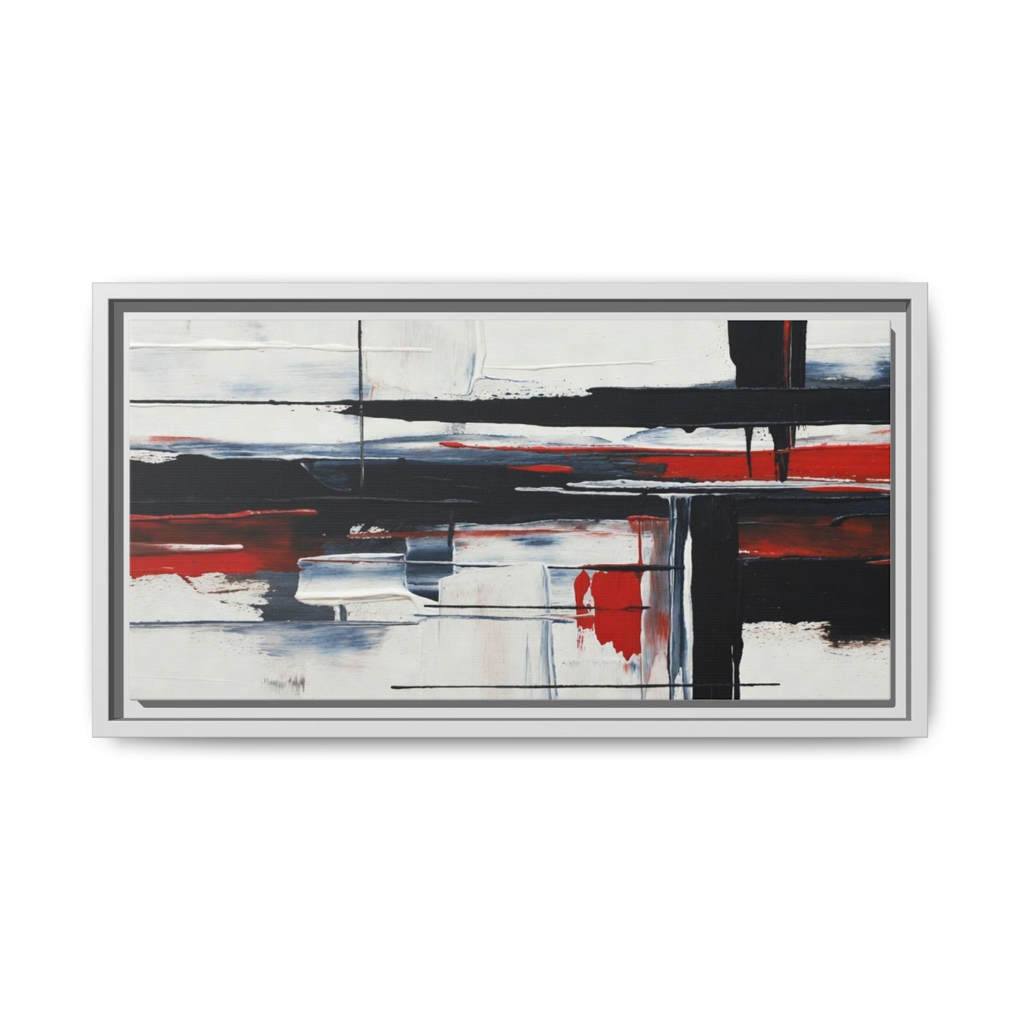Abstract Red & Black Framed Canvas Art — Modern Matte Wall Painting