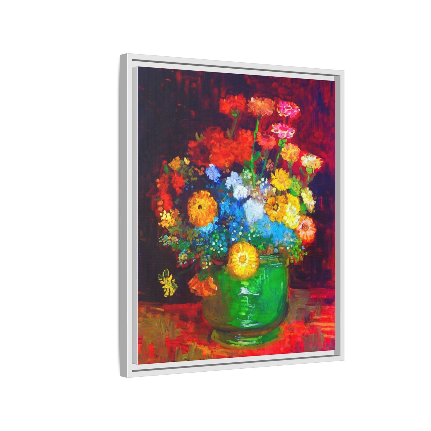 Framed Floral Canvas Print — Colorful Bouquet Wall Art