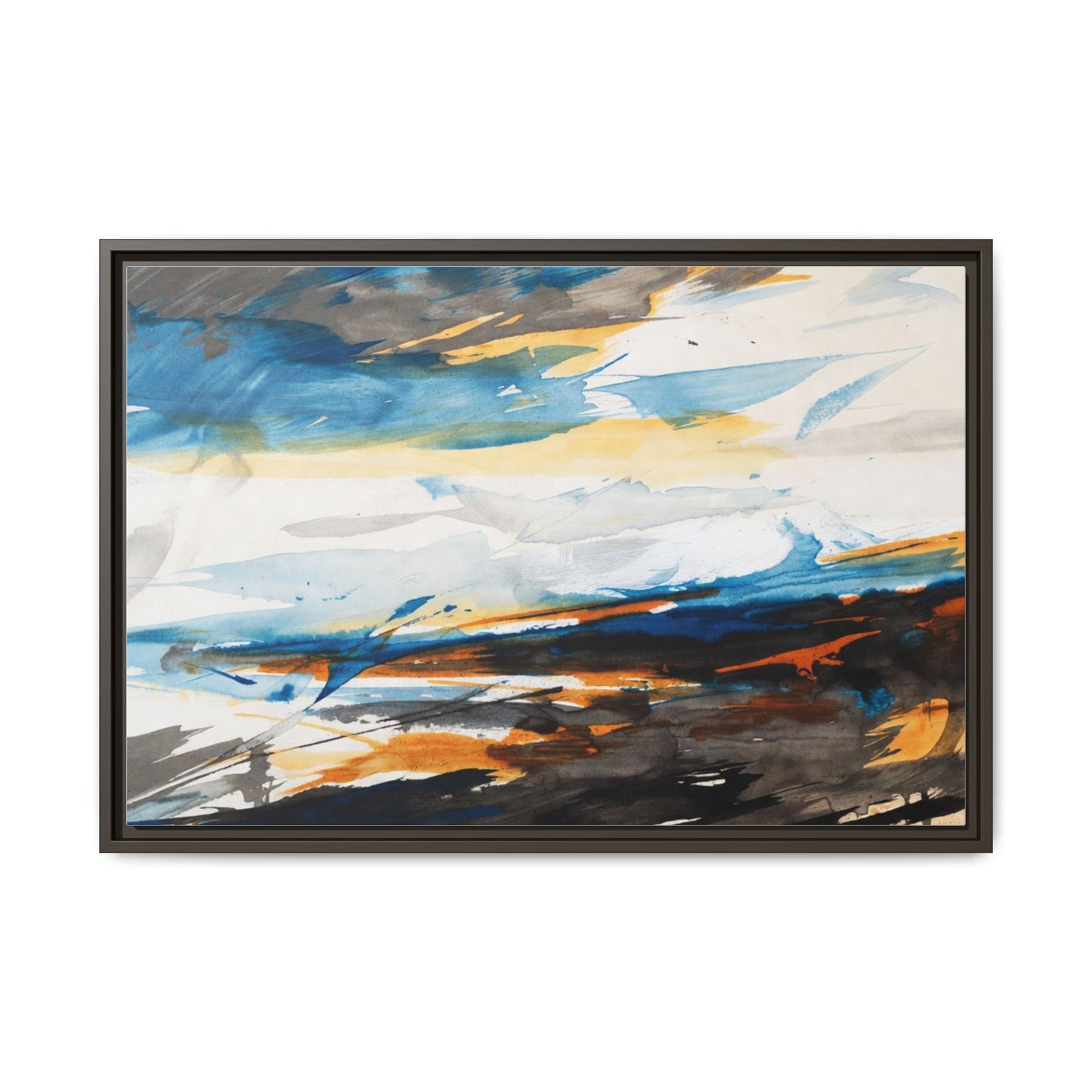 Abstract Coastal Waves Matte Canvas Framed Wall Art