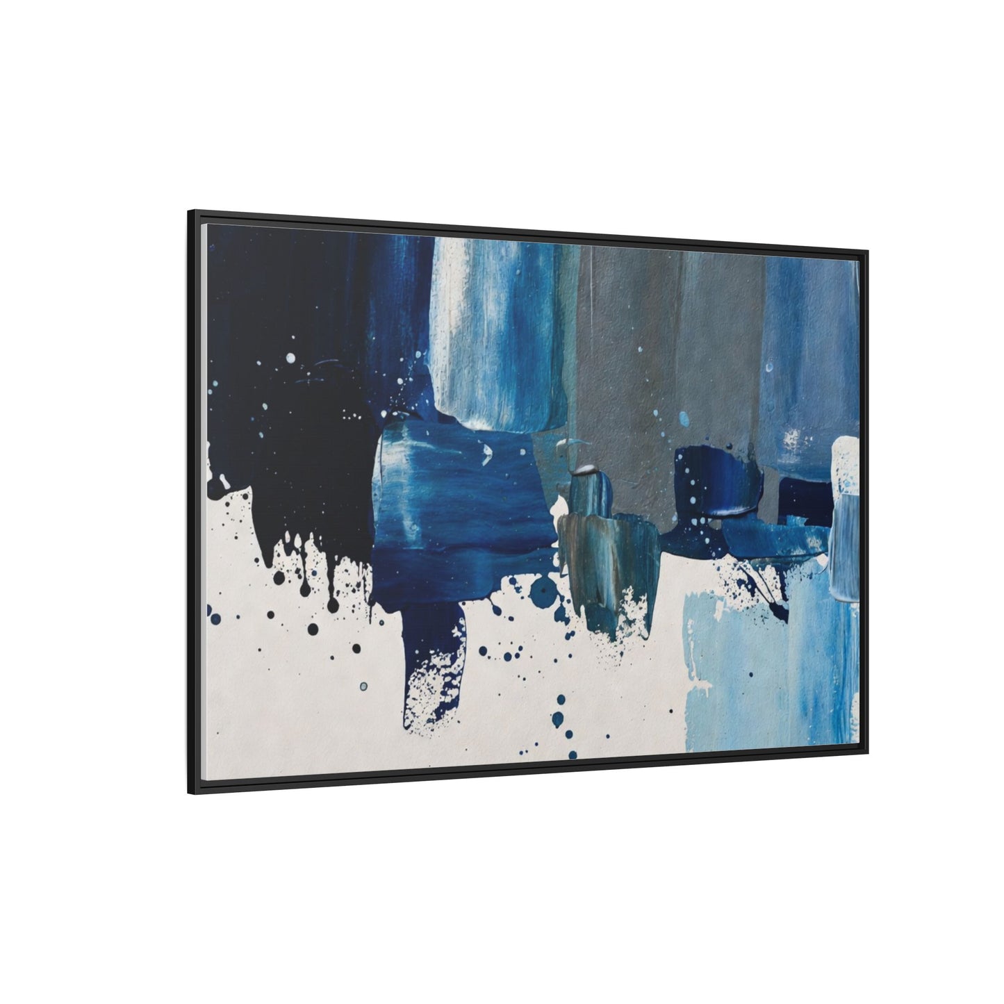 Abstract Blue Ocean Matte Canvas Framed Wall Art