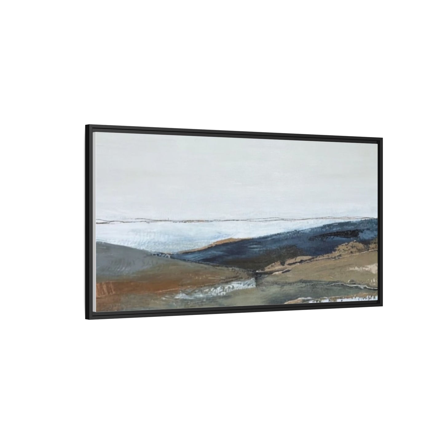 Framed Matte Canvas Wall Art — Serene Coastal Abstract Landscape
