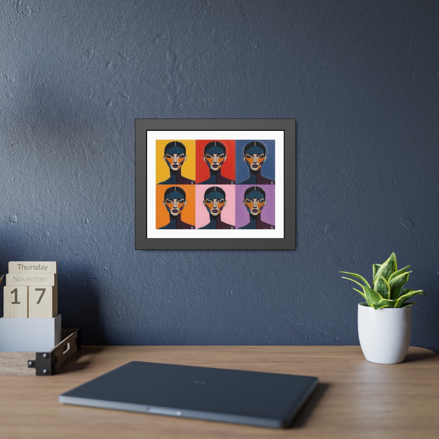 Pop Art Portrait Framed Poster — Colorful Six-Panel Modern Wall Art