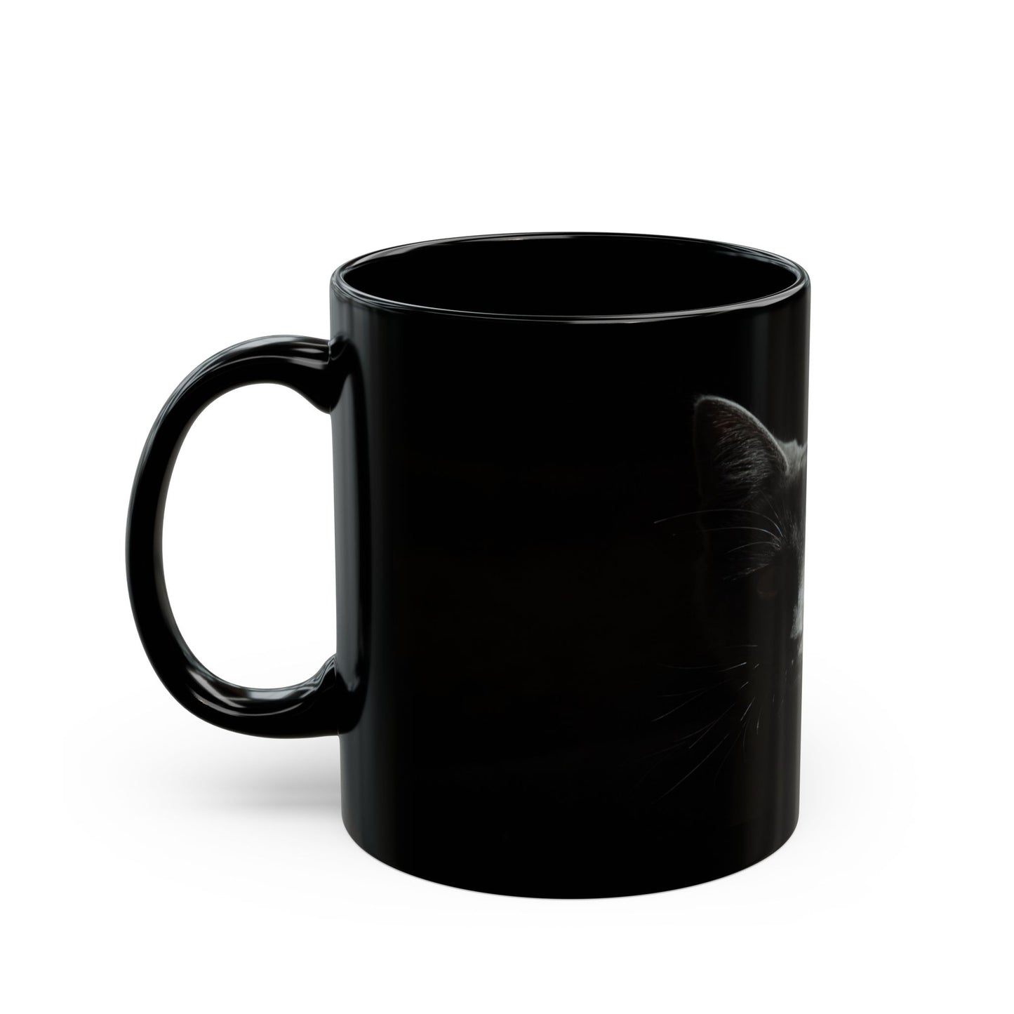 Black Cat Portrait Mug — Gothic Coffee Cup for Cat Lovers (11oz/15oz)