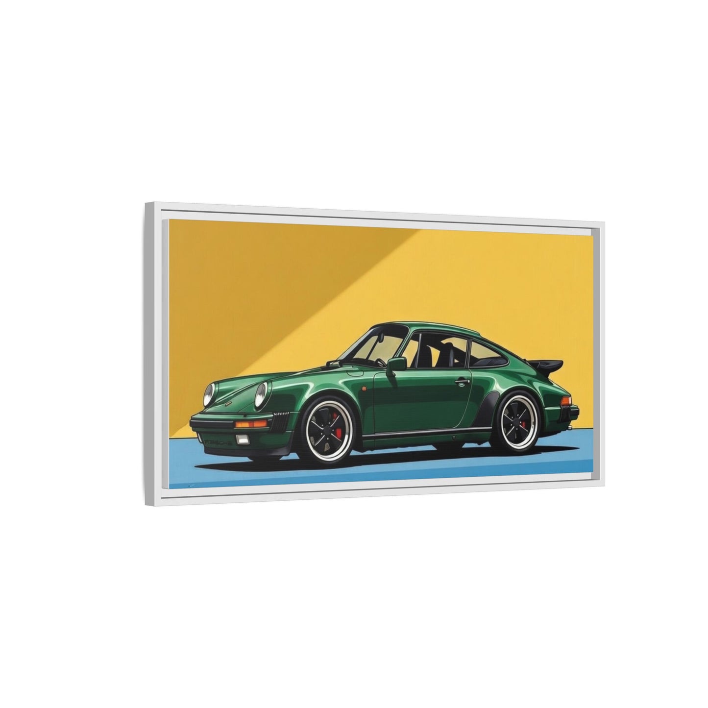 Framed Matte Canvas — Green Sports Car Wall Art
