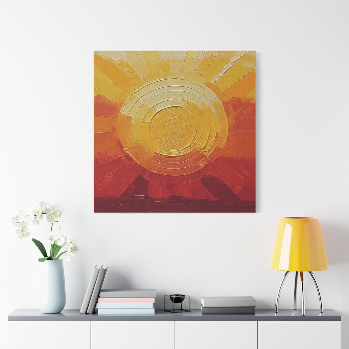 Abstract Sunrise Canvas Wall Art — Warm Sunrise Texture Matte Stretched Canvas