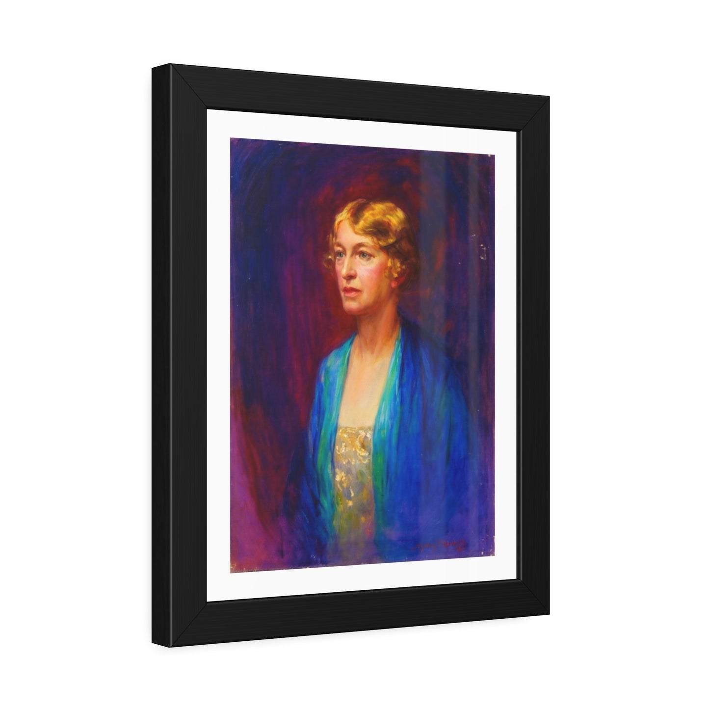 Framed Portrait Poster — Vintage Woman Oil-Style Art Print