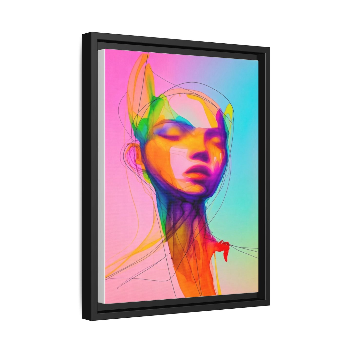 Framed Matte Canvas Art — Vibrant Abstract Portrait Wall Print