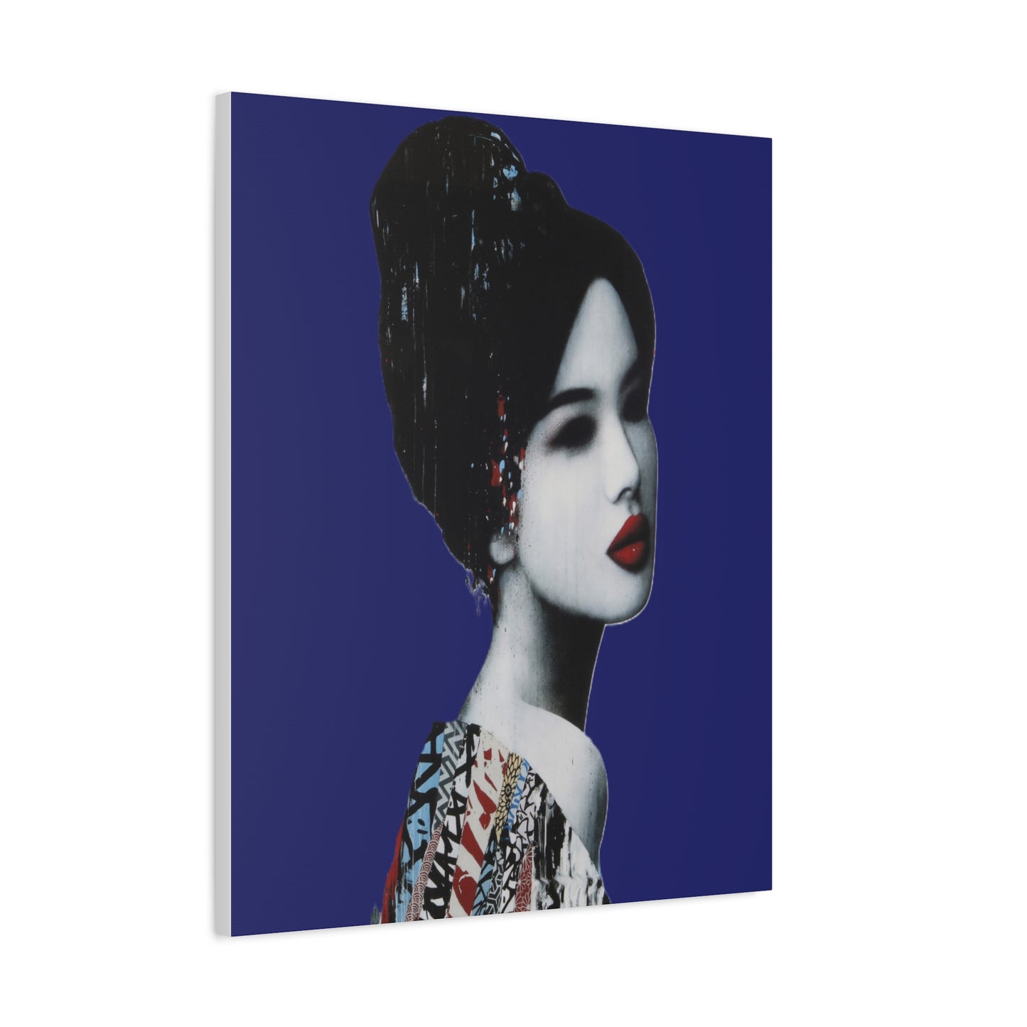 Geisha Portrait Matte Canvas Print — Modern Asian-Inspired Wall Art
