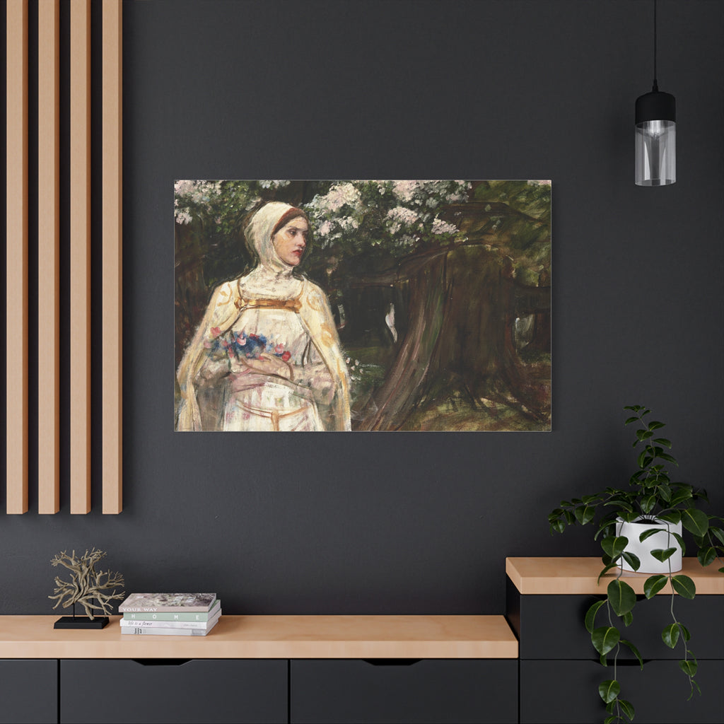 Matilda (formerly called Beatrice) by John William Waterhouse Matte Canvas Wall Art Print