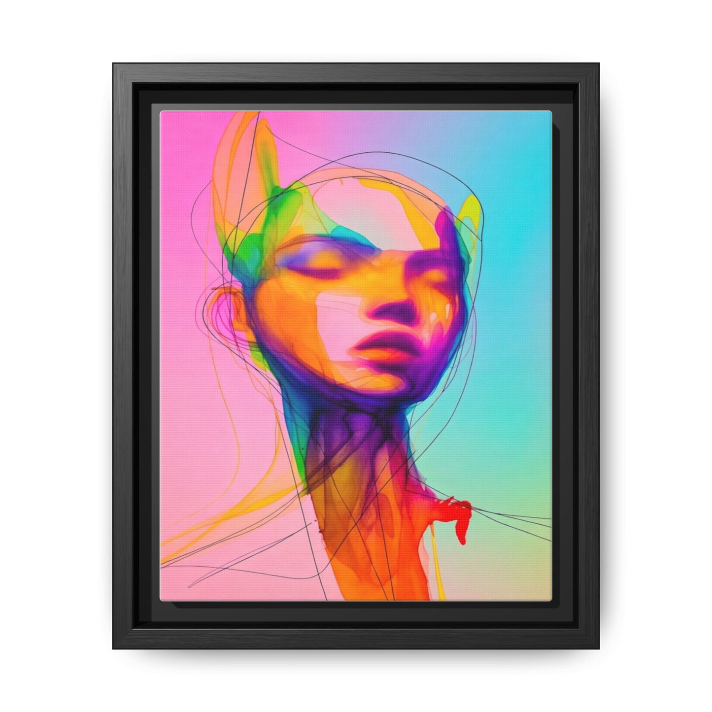 Framed Matte Canvas Art — Vibrant Abstract Portrait Wall Print