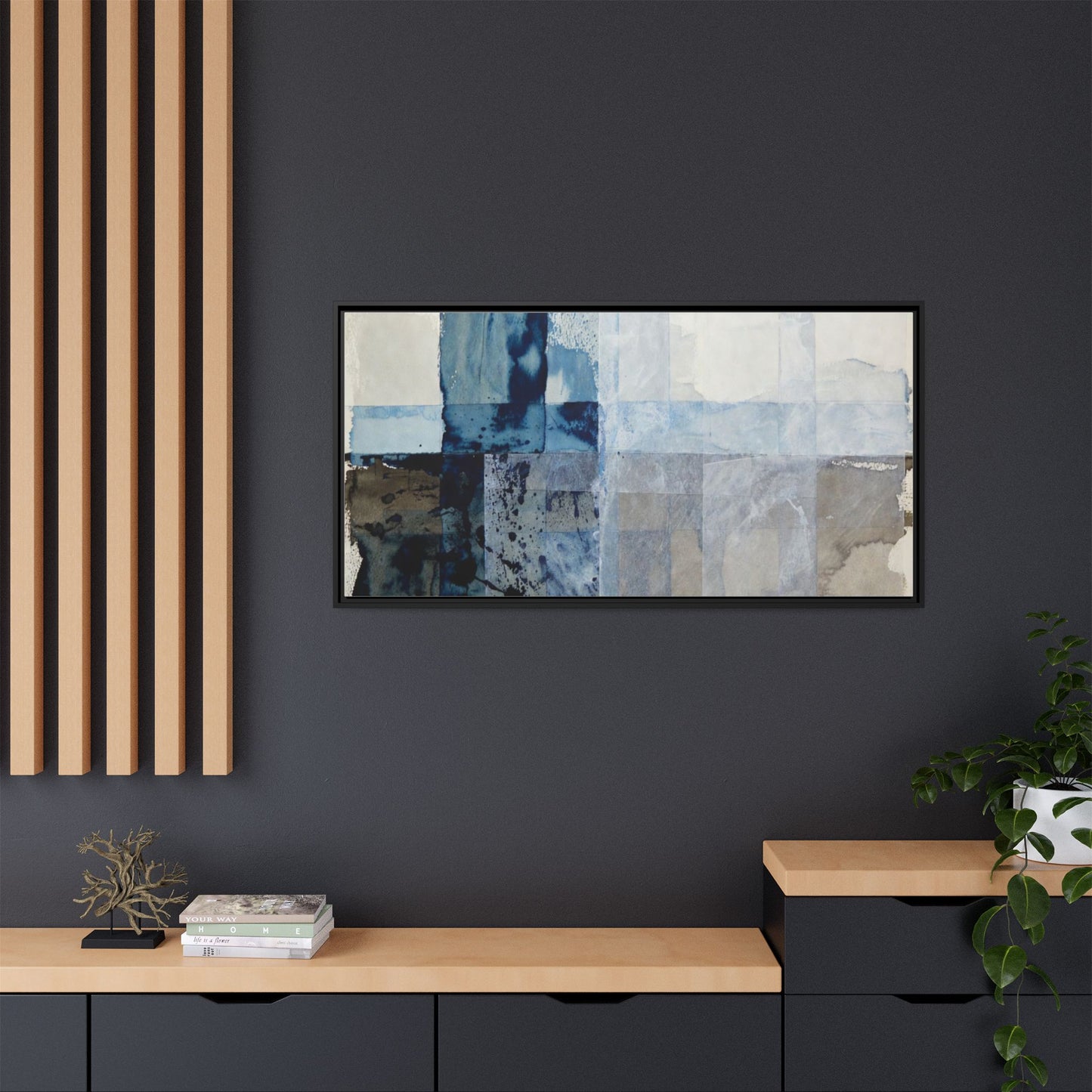 Abstract Coastal Blue Framed Canvas Art