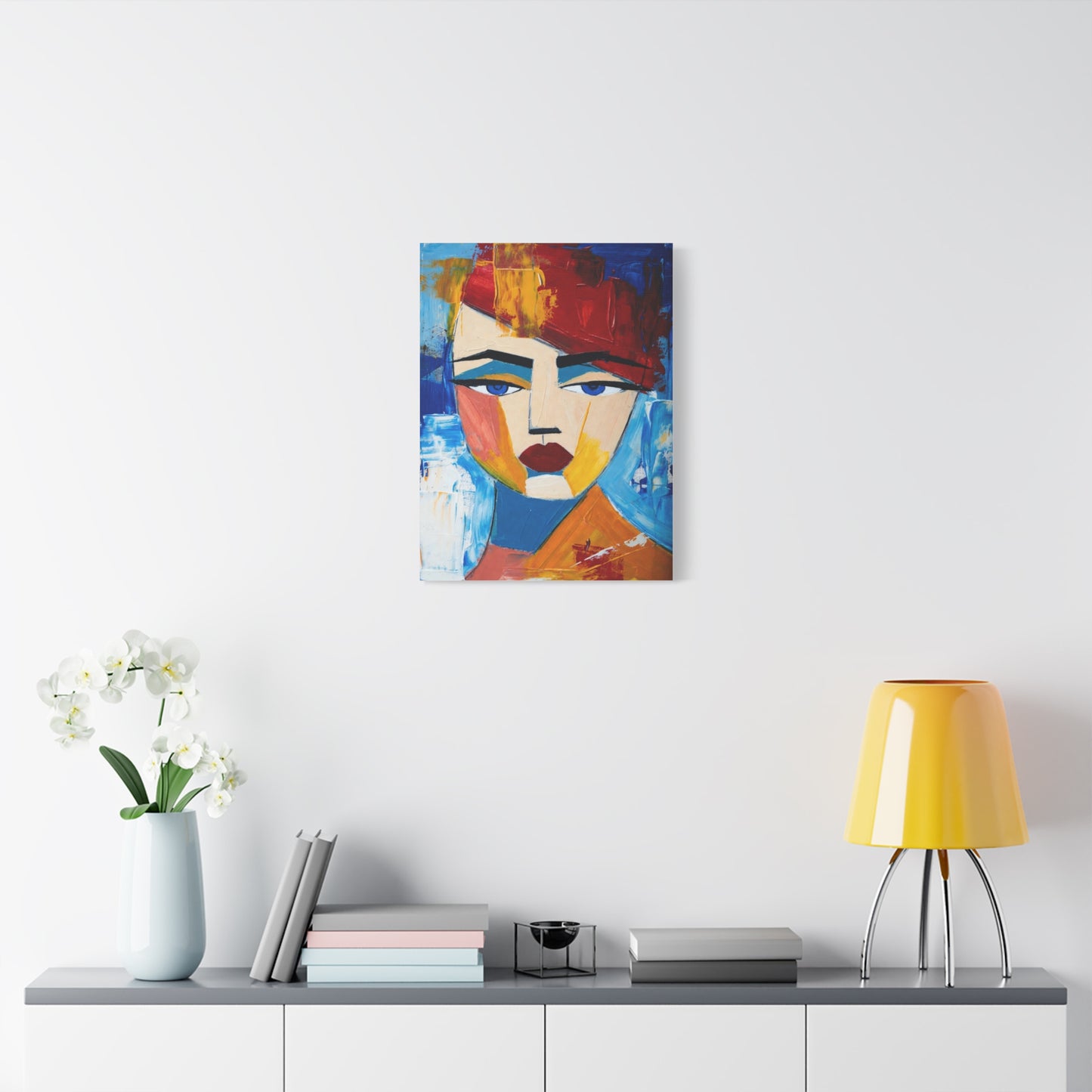 Abstract Colorful Face Matte Canvas Print — Modern Pop Art Portrait