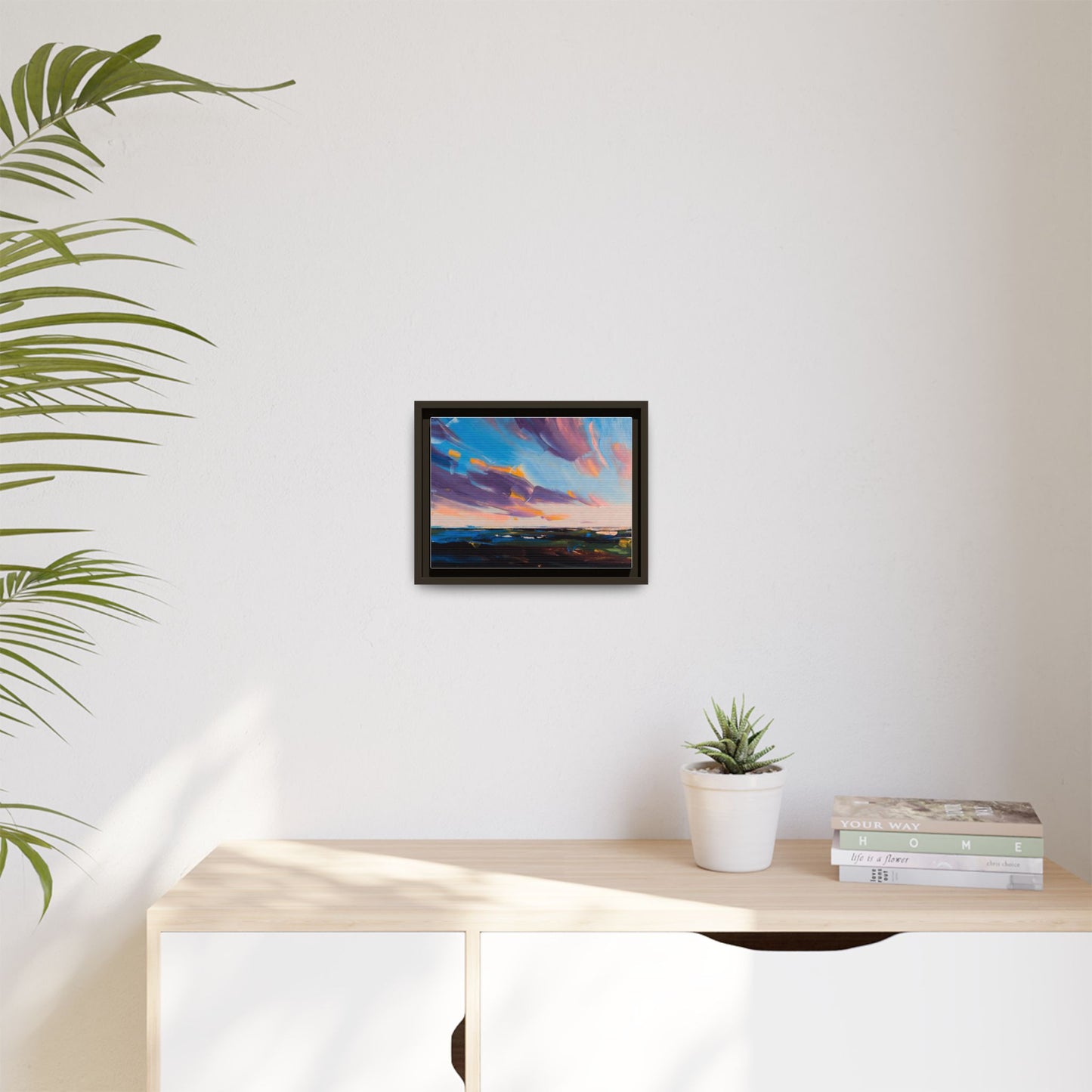Framed Matte Canvas Abstract Seascape Sunset Art Print