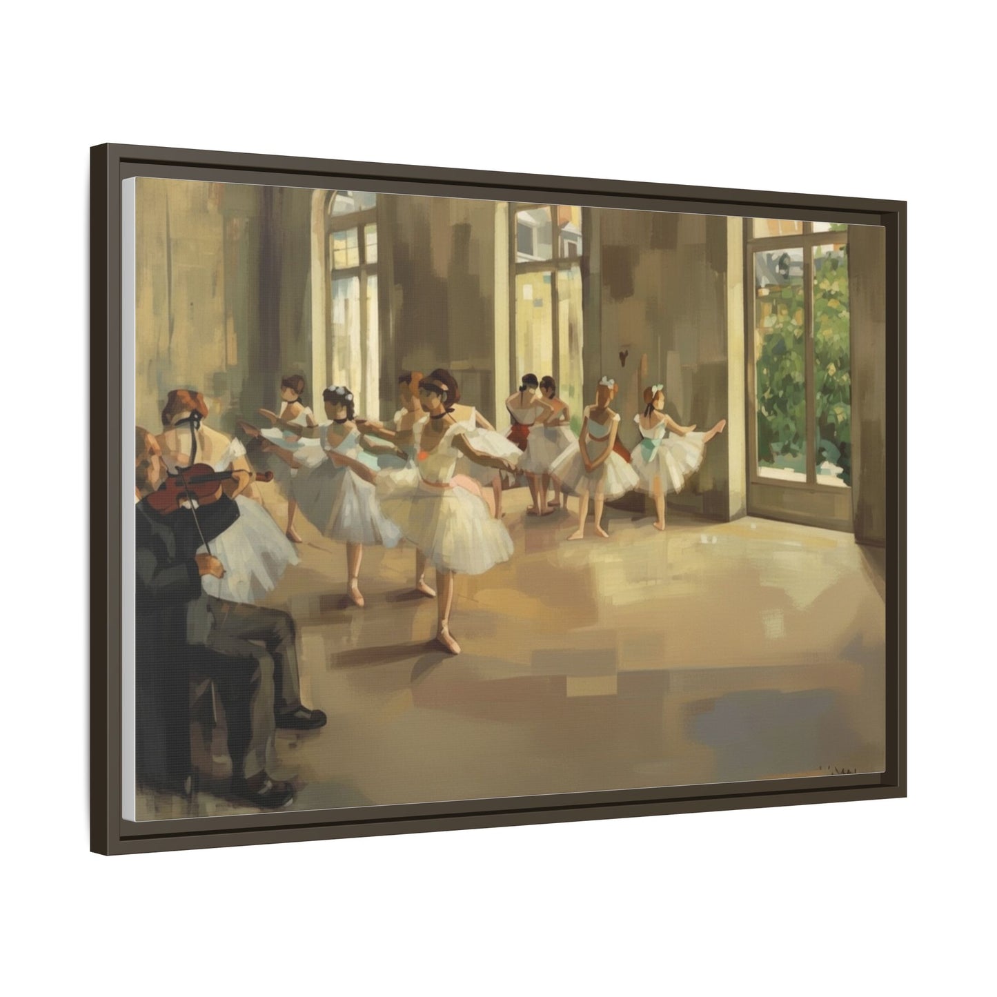 Framed Matte Canvas Print — Ballet Class Scene (Impressionist Dancers)