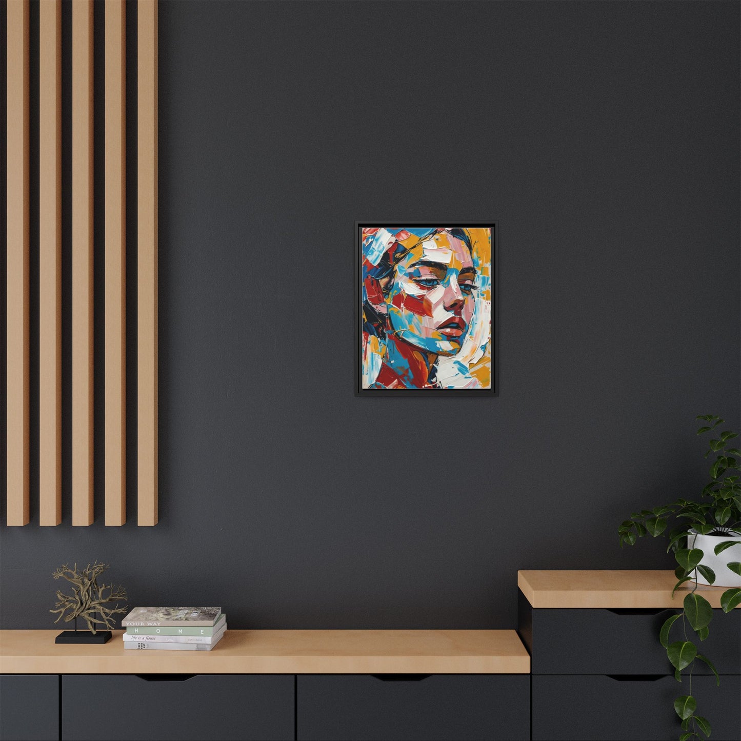 Colorful Abstract Portrait Framed Canvas Print