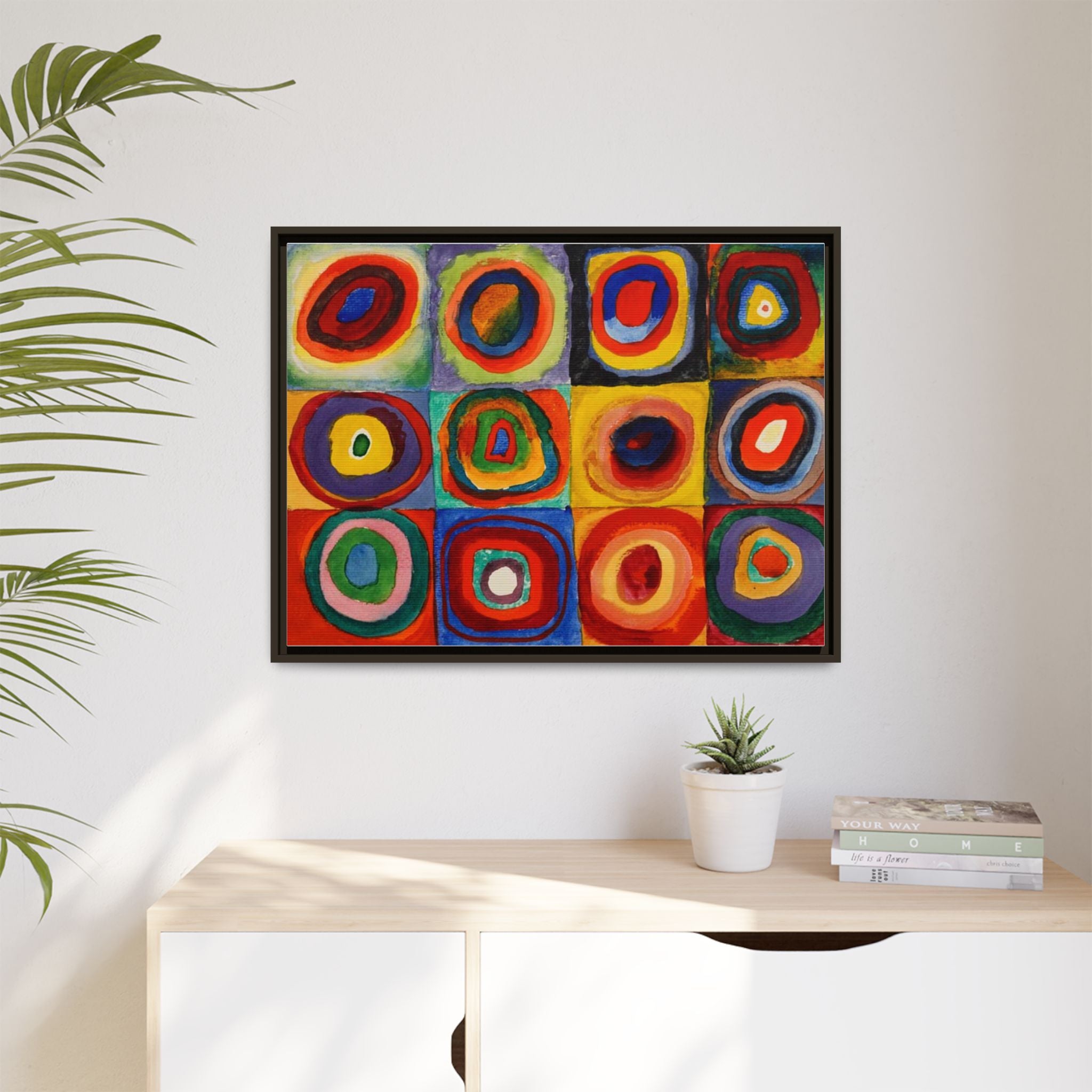 Colour Study, Squares with Concentric Circles by Vassily Kandinsky Framed Abstract Canvas Print