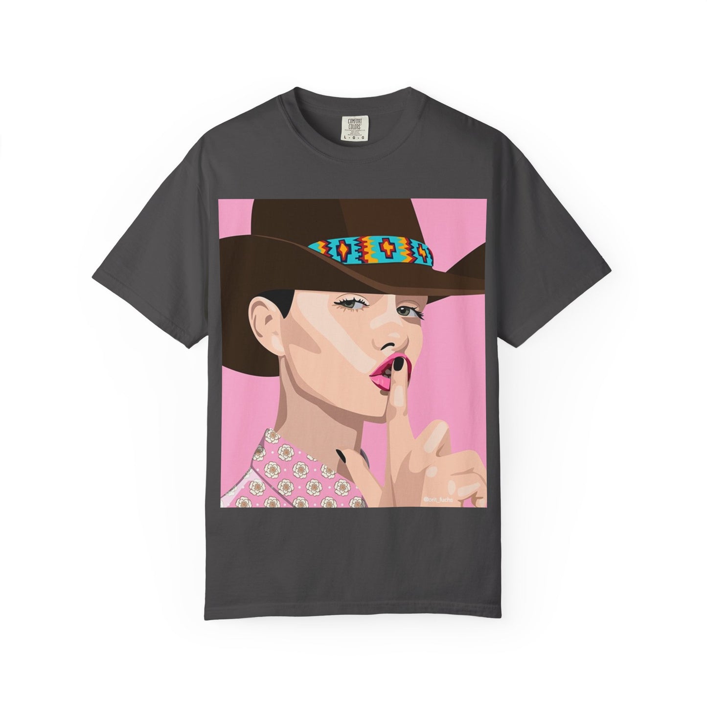 Cowgirl Pop Art T-Shirt — Pink 'Shh' Graphic Tee