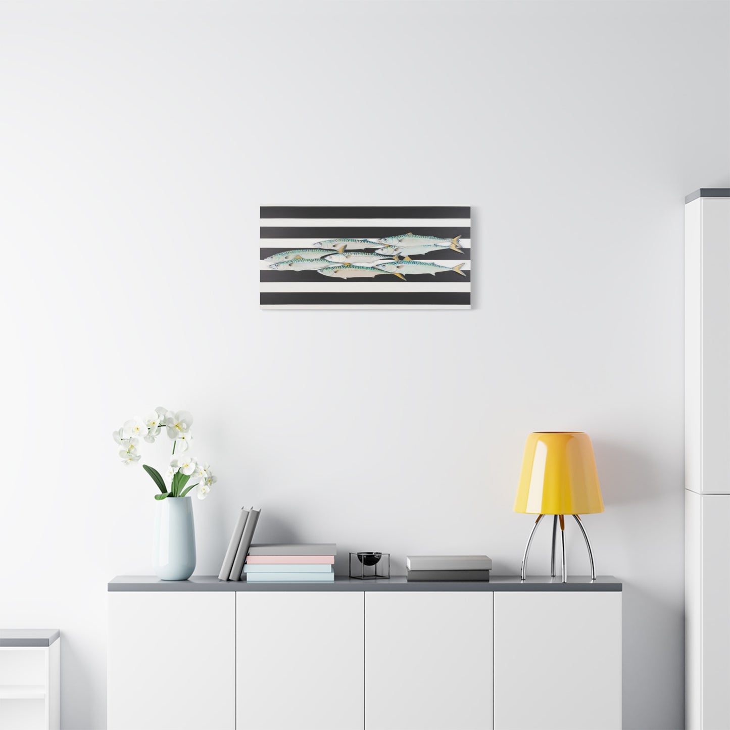 Striped Mackerel School Matte Canvas Print