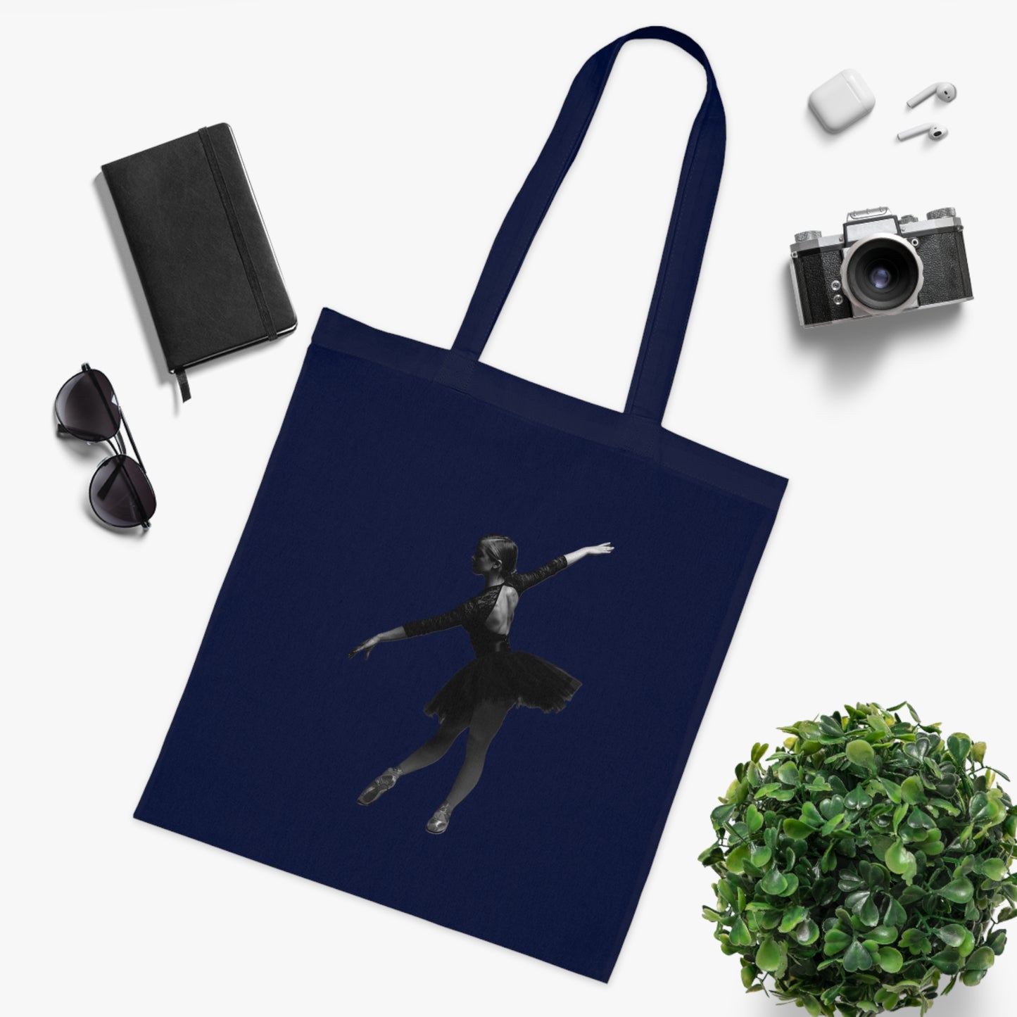 Ballet Silhouette Cotton Tote — Dancer Tote Bag for Ballet Lovers