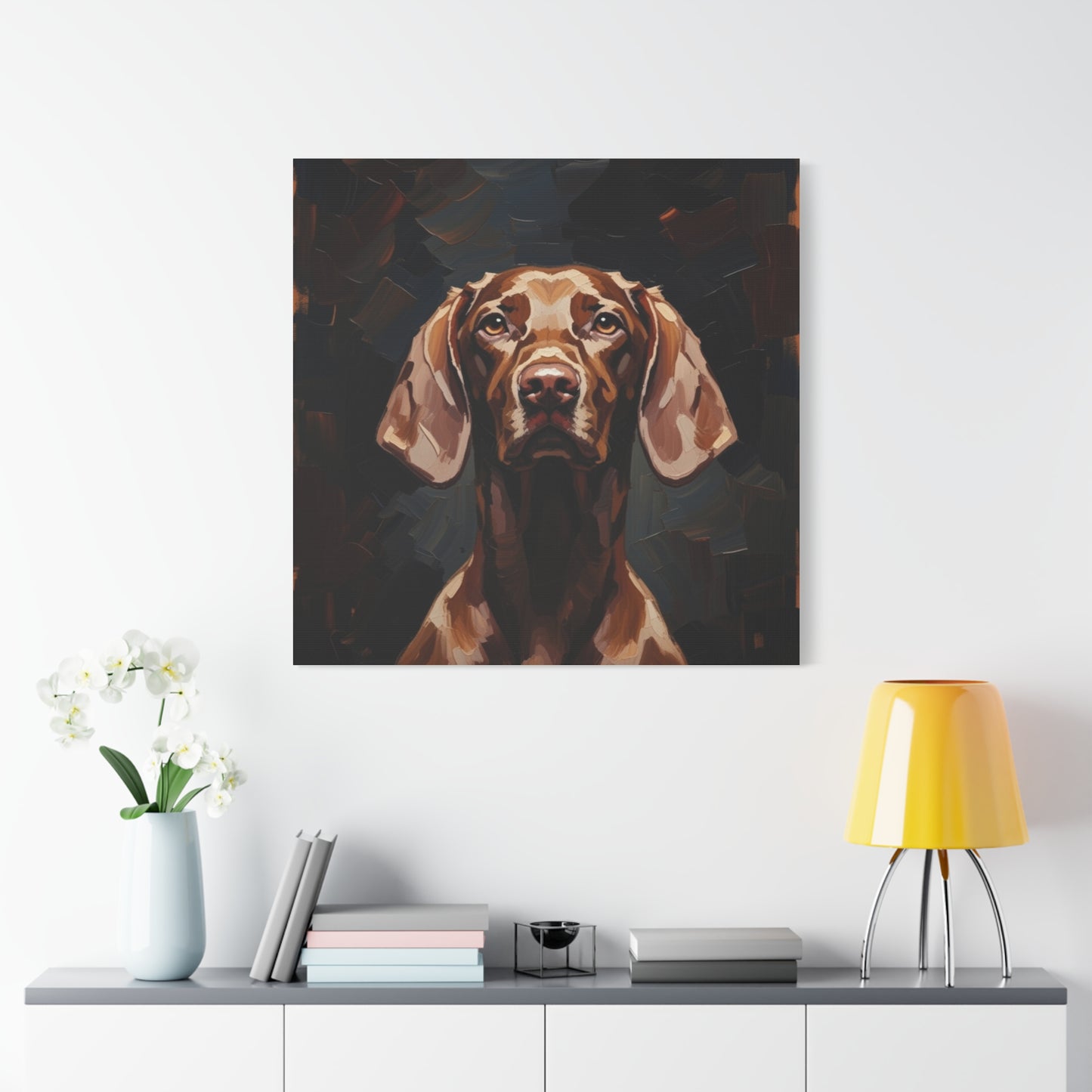 Chocolate Vizsla Canvas Wall Art — Matte Stretched Dog Portrait