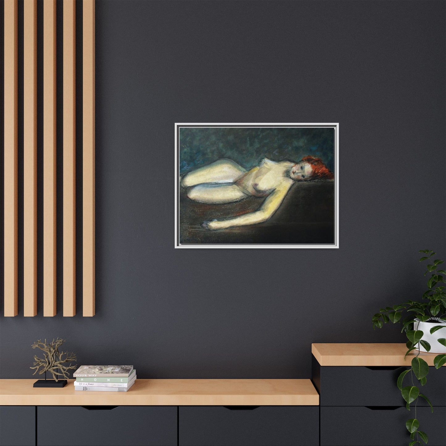 Lying nude by Paul Gosselin Framed Matte Canvas Wall Art Print