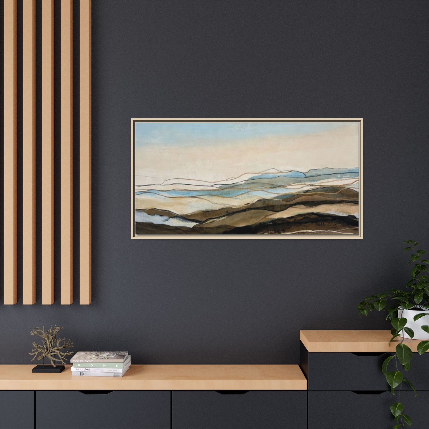Framed Matte Canvas Print — Abstract Coastal Landscape Wall Art