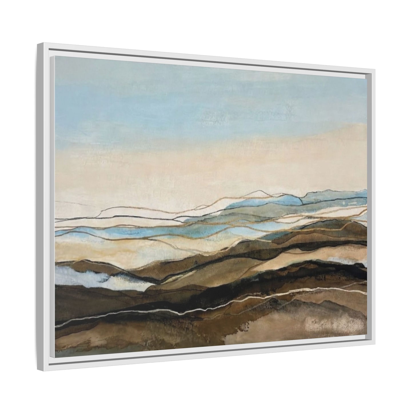 Framed Matte Canvas Print — Abstract Coastal Landscape Wall Art